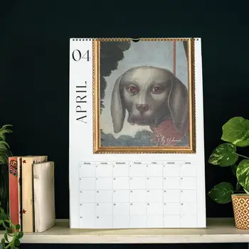 Câinii În Picturi Renascentiste Calendar 2024 Creative Medieval Câine Arta De Perete Decor Calendar De Perete Calendar Lunar Noi