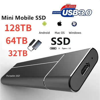 De Brand Nou Mini 2TB 32TB 64TB 128TB SSD de Mare Viteza Hard Disk Extern M. 2 Solid state Disk de Stocare în Masă USB 3.1 Tip-C Interfață