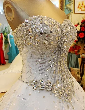De lux rochie de mireasa Iubita Tren de Mare de Cristal margele dantelă tul rochii de mireasa Musulman свадебное платье