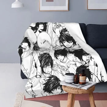 Death Note Lawliet Colaj Pătură Shinigami Anime Din Fleece Paturi Dormitor Canapea Decor Cald Moale Cuverturi De Pat