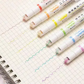 Desen Curba Stiluri de Linie Pen 8pcs Dual-vârful Curbei de Evidențiere Stilou Set pentru Copii de Jurnalizare a Lua Notă de 0,5 mm Peniță 8 Culori Bine