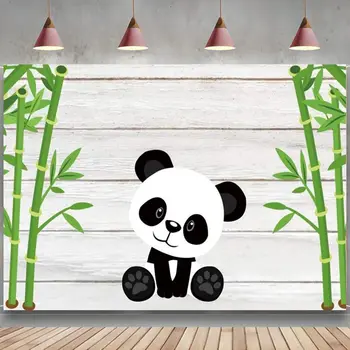 Desene animate Drăguț Panda Gigant Fondul de Bambus Fundal Fată Băiat Copil de Dus Botez Botez 1 Ziua Bday Party Banner