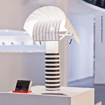 Designer Shogun Lampa de Masa Moderna Dungă Grila de Birou Lumina Dormitor Living Exhibition Hotel Art LED-uri Alb Negru Lămpi de Masă