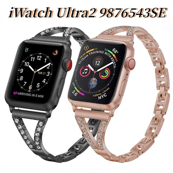 Diamant Banda din Oțel Inoxidabil pentru Apple Watch Ultra2 9 8 7 6 5 4 SE 49mm 45mm 44mm 41mm 40mm Brățară de Metal Curea IWatch 3 42mm