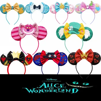 Disney Alice În Țara Minunilor Bentita Femei Paiete Papion Cheshire Cat Hairband Fete Regina Roșie Accesorii De Par Copii, Articole Pentru Acoperirea Capului Coroana