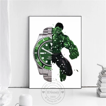 Disney Marvel Hulk Și De Lux Verde Ceas Poster Abstract Print Panza Pictura De Perete Decor Acasă De Artă Birou, Cameră Decor