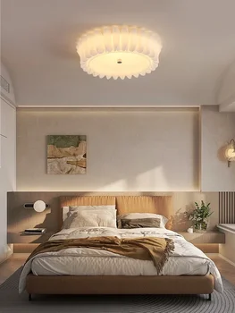 Dormitor Lampă de Tavan franceză Crema Stil Spectru Complet rotund Lampă Cameră Caldă și Elegantă Casa