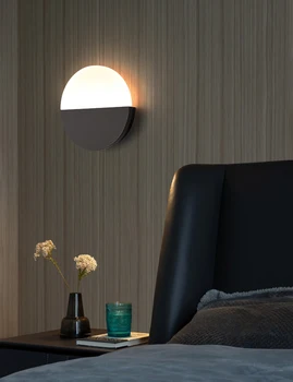 Dormitor Noptieră Led Lampă De Perete Lumina De Noapte Pentru Casa Alb Negru Muntele Nordic Tranșee Moon Hotel Aplique Comparativ Rotund Decor