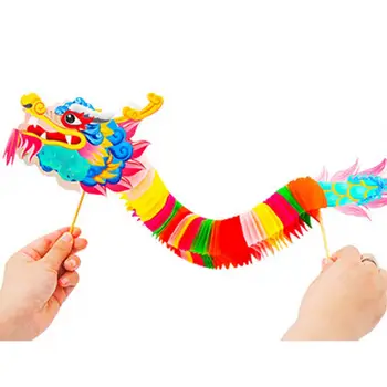 Dragon chinezesc Jucărie față-verso Dragon Jucărie Luminoase de Culoare Dans Dragon Jucărie Diy Arta Material Sac pentru Anul Nou Chinezesc Nostalgie