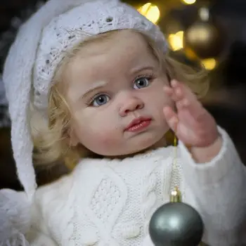 Drăguț Papusa Bebe Renăscut 22 Inch Fata Cârpă Moale corpul Silicon Papusa Copii, Casă de Joacă Jucării de Crăciun Cadou Cadou