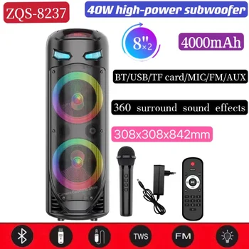 Dual de 8 Inch Portabil de Boxe Bluetooth Wireless de Acasă Karaoke Boxe Petrecere în aer liber 360 de Sunet Surround Subwoofer Cu Radio FM