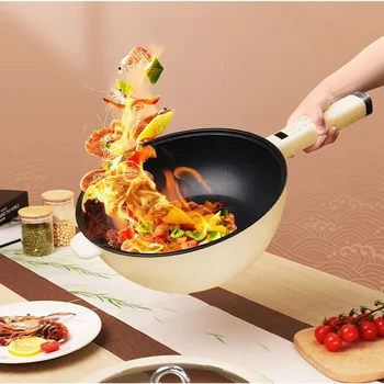 Electric wok Integrate non-stick wok de uz Casnic de mare capacitate electrică wok Inteligent rezervare pentru gătit Electrice oală fierbinte