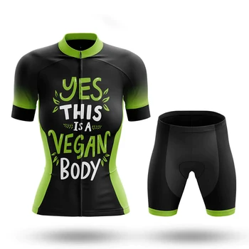 Femei Da, Acesta Este Un Vegan Corpul Ciclism Jersey Set de pantaloni Scurți de Biciclete Purta MTB Drum în Pantă Biciclete Kituri de Haine