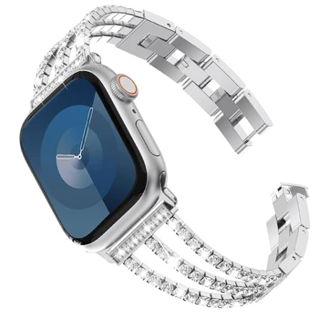 Femei Diamante Curea de Metal pentru Apple Watch Band Ultra 2 49mm 41mm 45mm Bling Bijuterii Brățară Iwatch Seria 9 8 7 6 SE 40 de 44mm