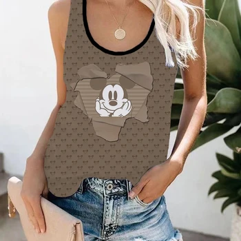 Femei Disney Drăguț Lilo & Stitch Imprimare Vesta De Vară Rezervor Topuri Fără Mâneci Echipajul Gât Casual Streetwear Liber Bretele Fete Haine