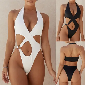 Femei Sexy Costume de baie de Culoare Solidă de costume de Baie Bikini Înot Beachwear