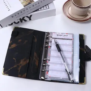 Fermoar Plic din Piele PU Planificator de Buget Marmură Notebook Notebook Liant Marmură Bugetul de Liant 6 Inel Binder