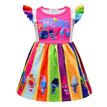 Fete De Colorat Cu Dungi Rochie De Copii De Tip Boutique De Haine De Vară Uzura De Partid De Desene Animate Pentru Copii Fete Rochii Ridicata