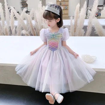 Fetelor Vara Printesa Rochie pentru Copii Rochie de Vara Versiunea coreeană Străin Curcubeu cu Aripi Mijlocul lungime Rochie Pur