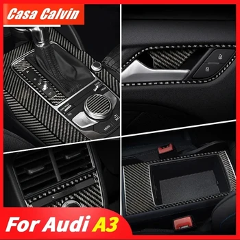 Fibra de Carbon Pentru toate modelele Audi A3 8V S3 Interior Masina Schimbatorului de Aer Conditionat CD Panou Usa Capac Cotiera Tapiterie Autocolante Accesorii