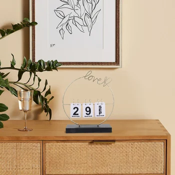 Flip Calendar Refolosibile din Lemn Decorativ de Birou pentru Picioare Acasă Estetice Accesorii de birou