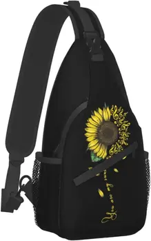 Floarea-soarelui Fluture Saci de Umăr Mini Rope Sling Geanta Crossbody Impermeabil Piept Daypack pentru Drumeții de Turism Ciclism, Alpinism