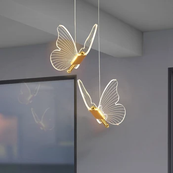 Fluture Pandantiv cu LED-uri Lumini Nordice Aur Noptiera Candelabru de Iluminat Pentru Camera de zi Dormitor Lampă de Noptieră