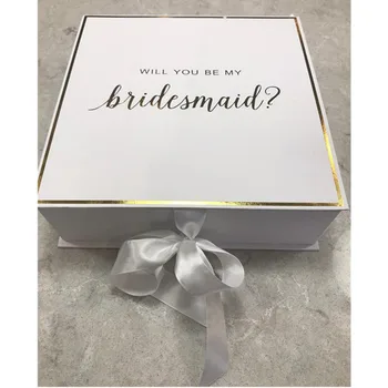 folie de aur va fi domnișoara de onoare cutii personalizate de mătase arc de nunta mulțumesc cutie de cadou burlacelor domnisoara de onoare propunerea de ambalare
