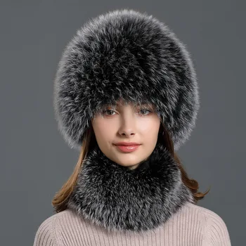 Fox Păr Pălărie de Gât pentru Copii Set Nou de Moda de Iarna Caciula de Blana Îngroșat Ureche Pălărie de Protecție