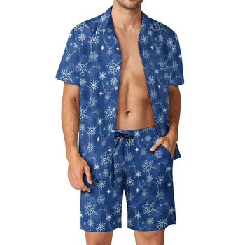 Fulg de nea Tricou Seturi Imprimate 3D Bărbați Moda Casual Mâneci Scurte Camasi Supradimensionate, pantaloni Scurți de Plajă Hawaiiană Streetwear Costume de Haine