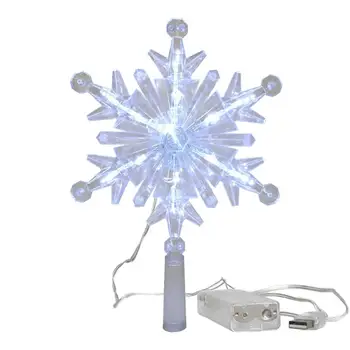 Fulg De Zăpadă Pom De Crăciun Topper Lumina Sclipici Ornament Pentru Pomul De Lumina De Noapte Proiector Vacanță De Crăciun Decorare