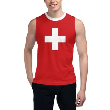 Fără mâneci T-shirt Elveția Pavilion 3D Barbati Baieti Tricou Săli de sport Topuri Rezervor de Fitness Joggeri de Formare de Baschet Vesta