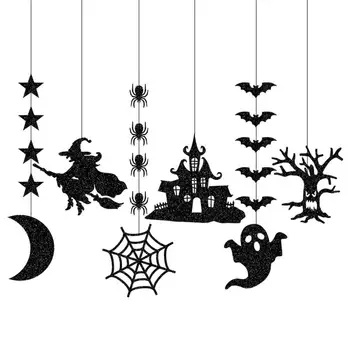 Halloween Tavan Atarna Ornamente De Halloween Spider Semne Pentru Usa Infricosator Halloween Spider Vrăjitoare Hârtie Pandantiv Pentru Gradina Curte