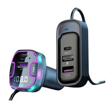 Incarcator Auto USB 3 Porturi Super-Rapid de Încărcare Adaptor pentru MP3 Player Audio Transmițător Cu Colorate de Lumină Ambientală