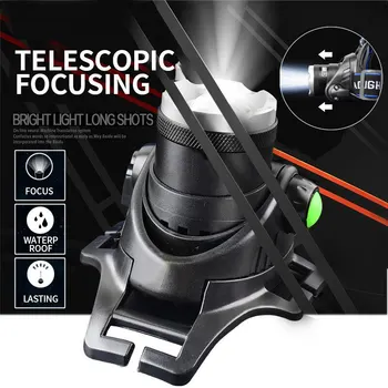 Inducție Faruri LED-uri în aer liber T6 Zoom Telescopic cu Rază Lungă de Încărcare Concentrându-se Puternic Cap de Lumină Poartă Lanterna