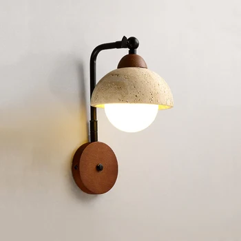 Japonez Galben Cald Travertin Jumătate de Cerc Atmosferă de Lumină Moderne Piatră Simplă Acasă Decorare Camera Coridor LED Lampă de Perete