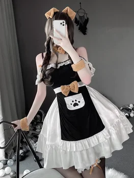 Japoneze AV Actrita Sexy Menajera Cosplay Costum Drăguț Servitoare în Uniformă Lolita Rochie de Lenjerie Erotica Anime Câine Joc de Rol Haine