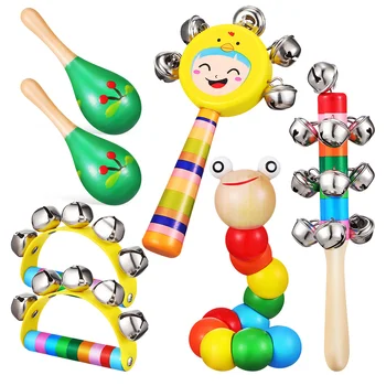 Jucărie Mână Tremura Clopote Muzica Sunătoare Agitator Instrument De Percuție Instrumente Muzicale Portabile Timpane Jucării Toddler