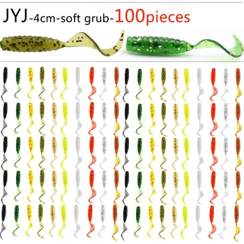 JYJ 4cm 100buc plastic Moale artificiale isca pesca coada proteine Grub nada de pescuit worm moggot grub momeli nada