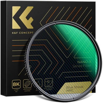 K&F Concept Nano-X Blue Streak Efect de Filtru pentru Lentile Anamorfic Sticlă Optică Lumina Flare Efect de Filtru pentru Lentilele Camerei 49 67 82mm