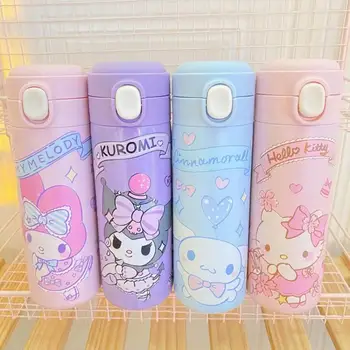 Kawaii Hello Kitty MINISO Copii Cana Termos Anime Drăguț Kuromi Cinnamoroll Mea Melodia Fata Portabil din Oțel Inoxidabil Izolat Cupa