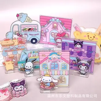 Kawali Sanrio Hellokitty Kuromi Melodia Mea Cinnamoroll Pochacco Pompompurin În Picioare Card Desktop De Decorare Pentru Copii Jucării Pentru Fete