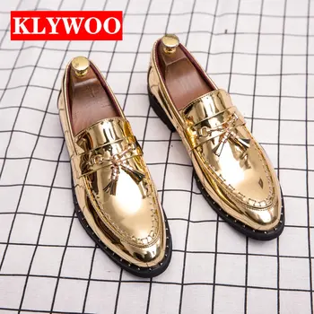 KLYWOO 2023 Ciucuri de Aur Italian de Pantofi de Piele Barbati Mocasini Mocasini Pantofi Casual Pentru Bărbați, Rochie de Petrecere Pantofi Nunta, Pantofi eleganți