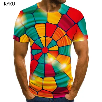 KYKU Brand Colorate T-shirt pentru Bărbați Abstract Haine Anime Amețeli Tricou de Imprimare Harajuku tricouri 3d, Maneci Scurte T shirt