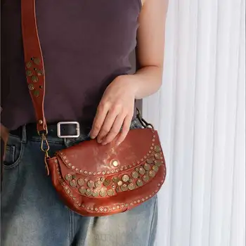 La modă de Lux Mini Sac de Înaltă calitate realizate Manual de Piele Geanta Retro Nit Geanta pentru Femei din Piele geantă de umăr, crossbody sac