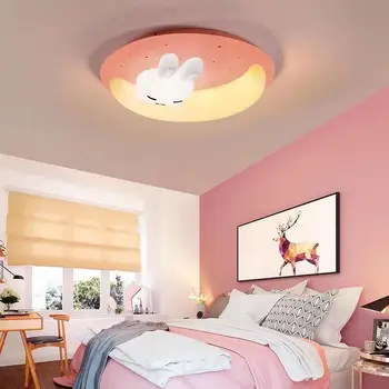 LED Camera Copiilor Plafon Lumina de Desene animate Drăguț Iepure Luna Lampă pentru Băieți Dormitor Fete de Copil Roz Tricolor Albastru Reglabil Constantin