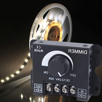 LED Dimmer Switch 30A DC12V 24V 360W Buton pentru a Regla Luminozitatea Reglaj Controller pentru o Singură Culoare Benzi de Lumină LED