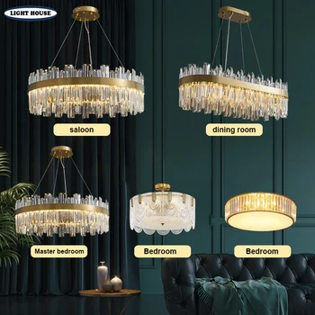 LED-uri moderne de Cristal Lampă de Plafon Lumina de Aur Living, Dormitor de Iluminat Sala de Mese Candelabru Acasă Decor Inel de Lumina