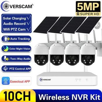Low-power de 5MP WiFi Camera de Supraveghere Video Sistem de 10CH P2P NVR WIFI Set 2Audio de Urmărire Automată CCTV Solare Camere de Securitate Kit