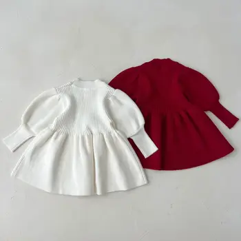 LZH 2022 Toamna Iarna pentru Copii Rochie de Printesa Pentru Fetita Tricotate Rochie Pulover pentru Sugari Petrecere de Crăciun Dress Copii, Haine Nou-nascuti